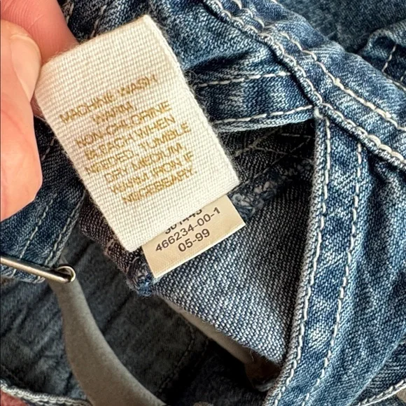 VINTAGE 1999 Baby GAP Blue Denim Overalls with Embroidered Bear Patches - Picture 9 of 9